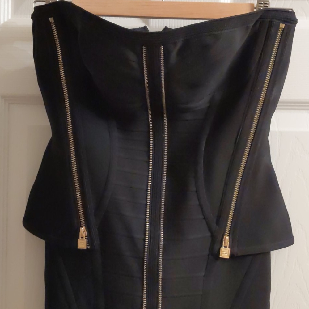 Herve Leger Black Strapless Dress - Picture 2 of 8